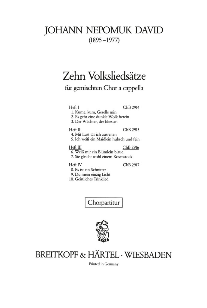10 Volksliedsätze, Heft 3